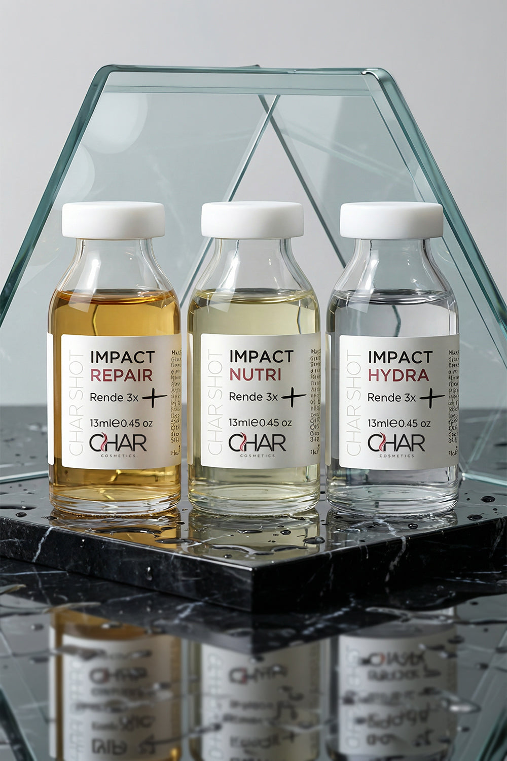 Kit Shampoo 500ml + Trio Char Shot (Hydra, Nutri e Repair)