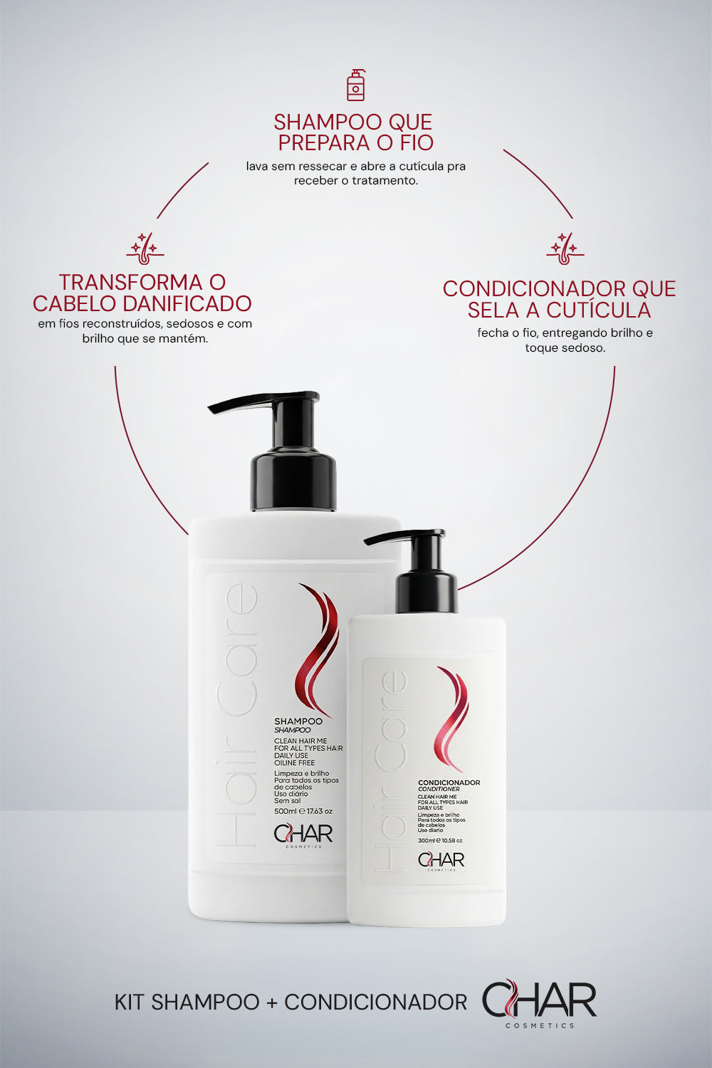 Kit Dupla Essencial Char - Shampoo 500ml + Condicionador 300ml