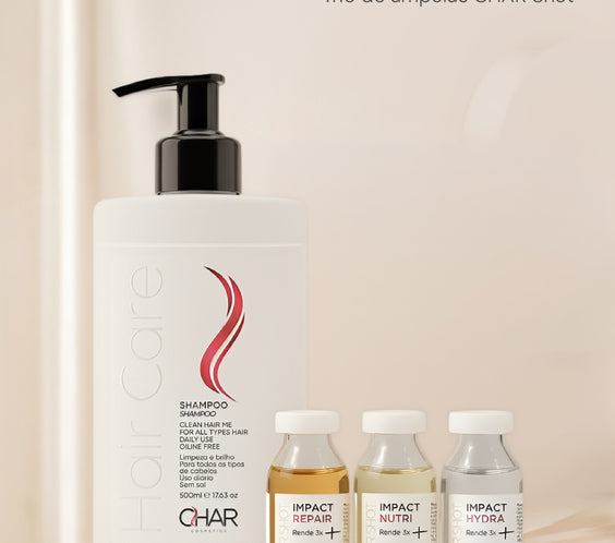 Kit Shampoo 500ml + Trio Char Shot (Hydra, Nutri e Repair)